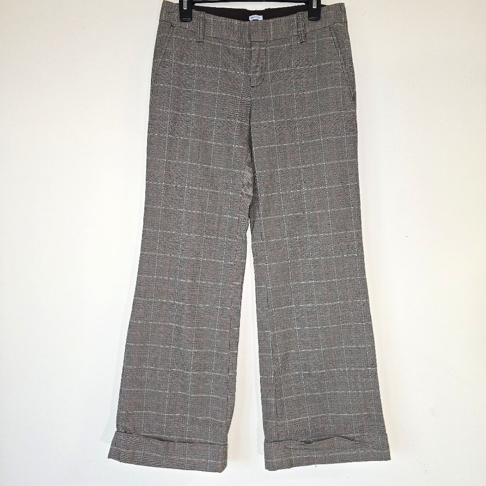 NWT Gap Brown/Beige/Rust Plaid Cuffed Full Leg Trousers  Size 6
